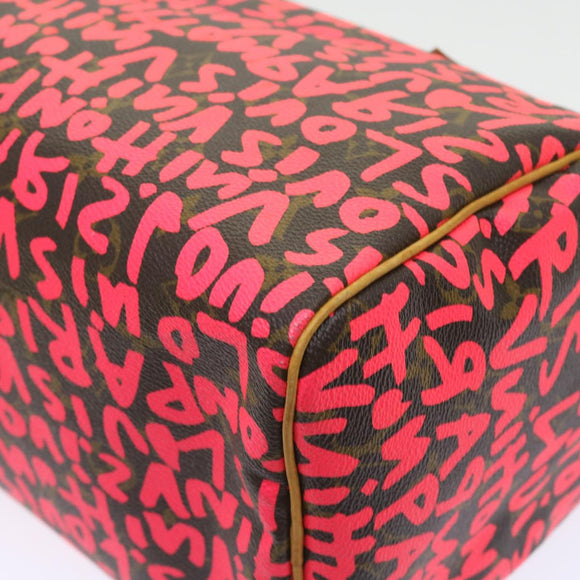 LOUIS VUITTON Monogram Graffiti Speedy 30 Hand Bag Pink M93704 LV Auth 56156SAM