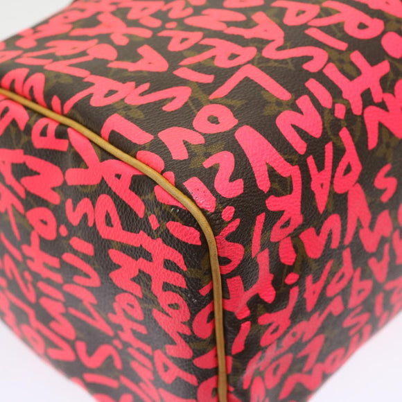 LOUIS VUITTON Monogram Graffiti Speedy 30 Hand Bag Pink M93704 LV Auth 56156SAM