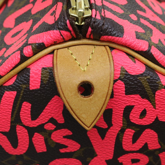 LOUIS VUITTON Monogram Graffiti Speedy 30 Hand Bag Pink M93704 LV Auth 56156AM