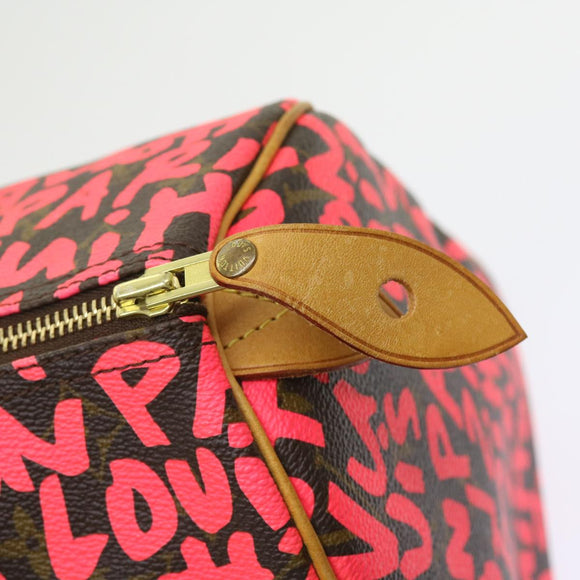 LOUIS VUITTON Monogram Graffiti Speedy 30 Hand Bag Pink M93704 LV Auth 56156AM