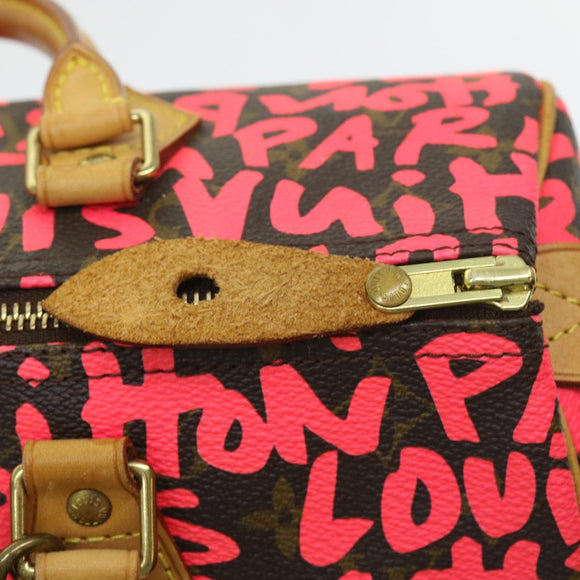 LOUIS VUITTON Monogram Graffiti Speedy 30 Hand Bag Pink M93704 LV Auth 56156SAM