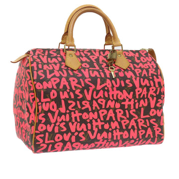 LOUIS VUITTON Monogram Graffiti Speedy 30 Hand Bag Pink M93704 LV Auth 56156AM