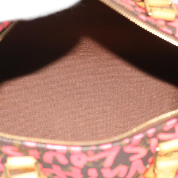 LOUIS VUITTON Monogram Graffiti Speedy 30 Hand Bag Pink M93704 LV Auth 56156AM