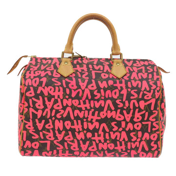 LOUIS VUITTON Monogram Graffiti Speedy 30 Hand Bag Pink M93704 LV Auth 56156AM - 0