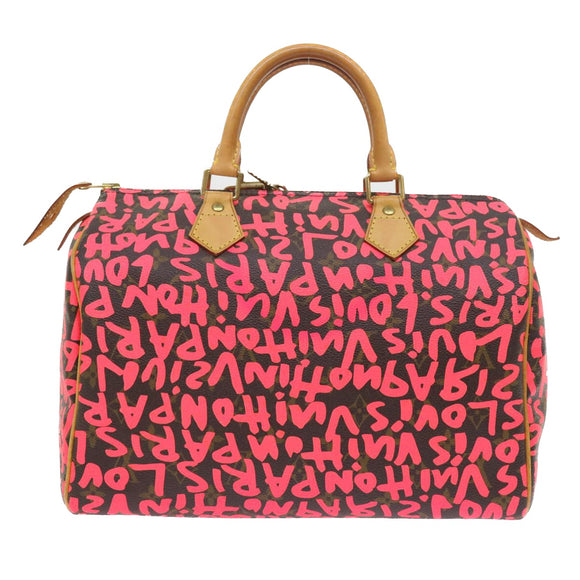 LOUIS VUITTON Monogram Graffiti Speedy 30 Hand Bag Pink M93704 LV Auth 56156SAM