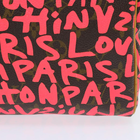 LOUIS VUITTON Monogram Graffiti Speedy 30 Hand Bag Pink M93704 LV Auth 56156SAM