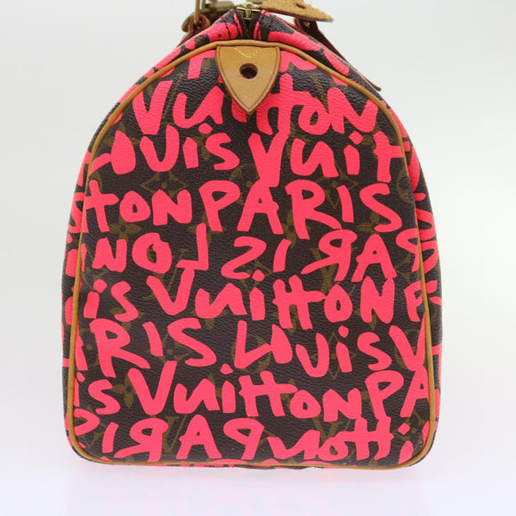 LOUIS VUITTON Monogram Graffiti Speedy 30 Hand Bag Pink M93704 LV Auth 56156SAM