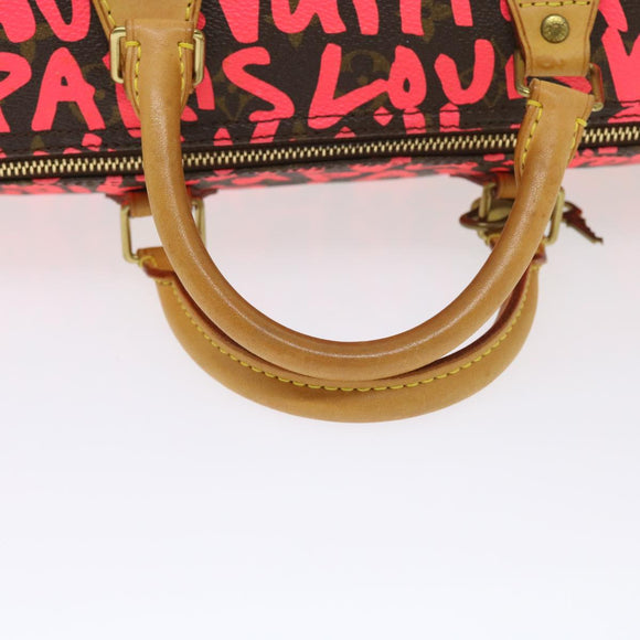 LOUIS VUITTON Monogram Graffiti Speedy 30 Hand Bag Pink M93704 LV Auth 56156SAM