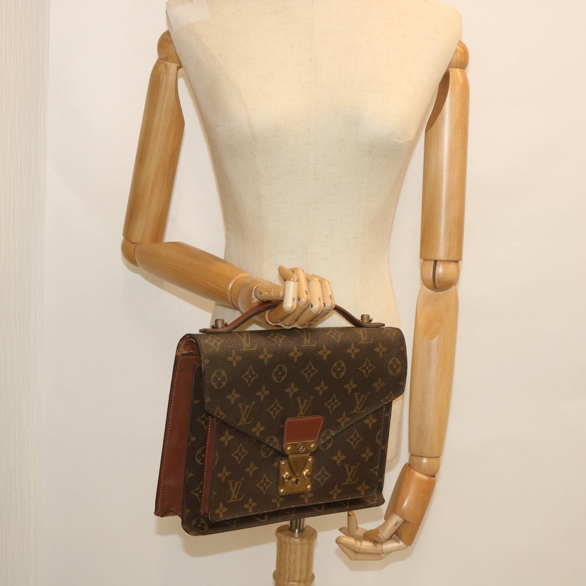 LOUIS VUITTON Monogram Monceau 28 Hand Bag 2way M51185 LV Auth 56215