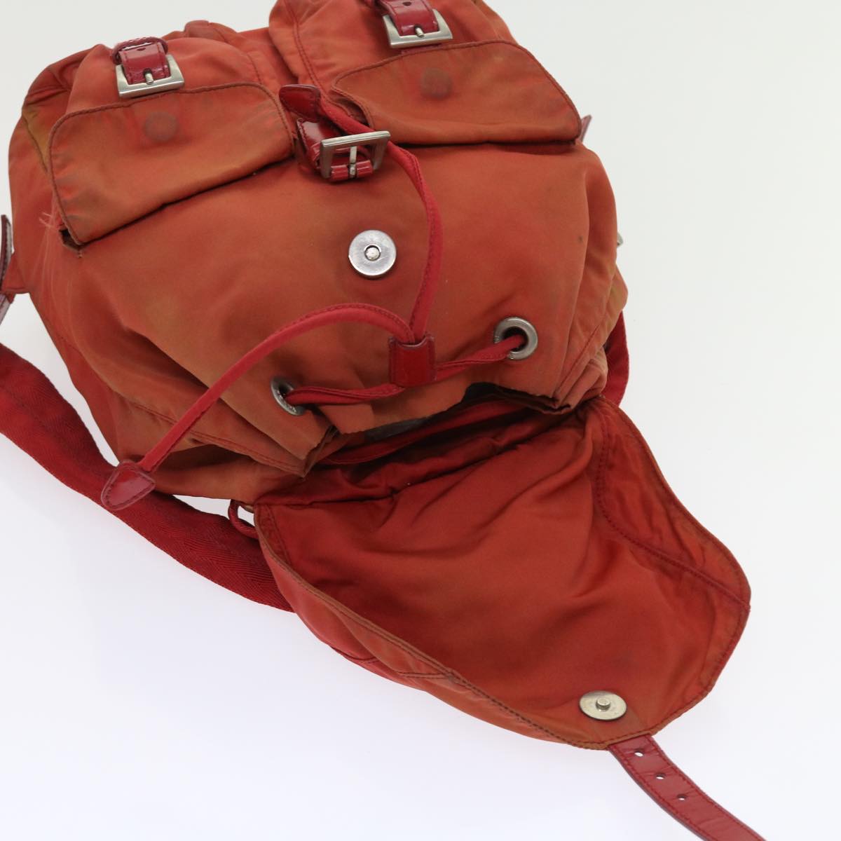 PRADA Backpack Nylon Red Auth 56275