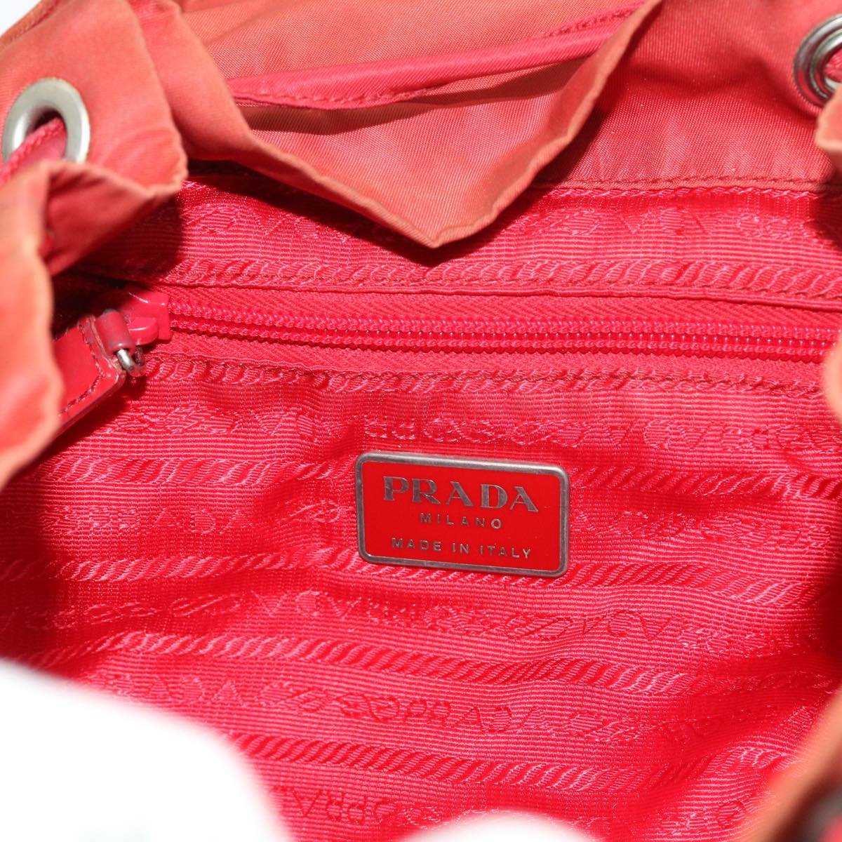 PRADA Backpack Nylon Red Auth 56275