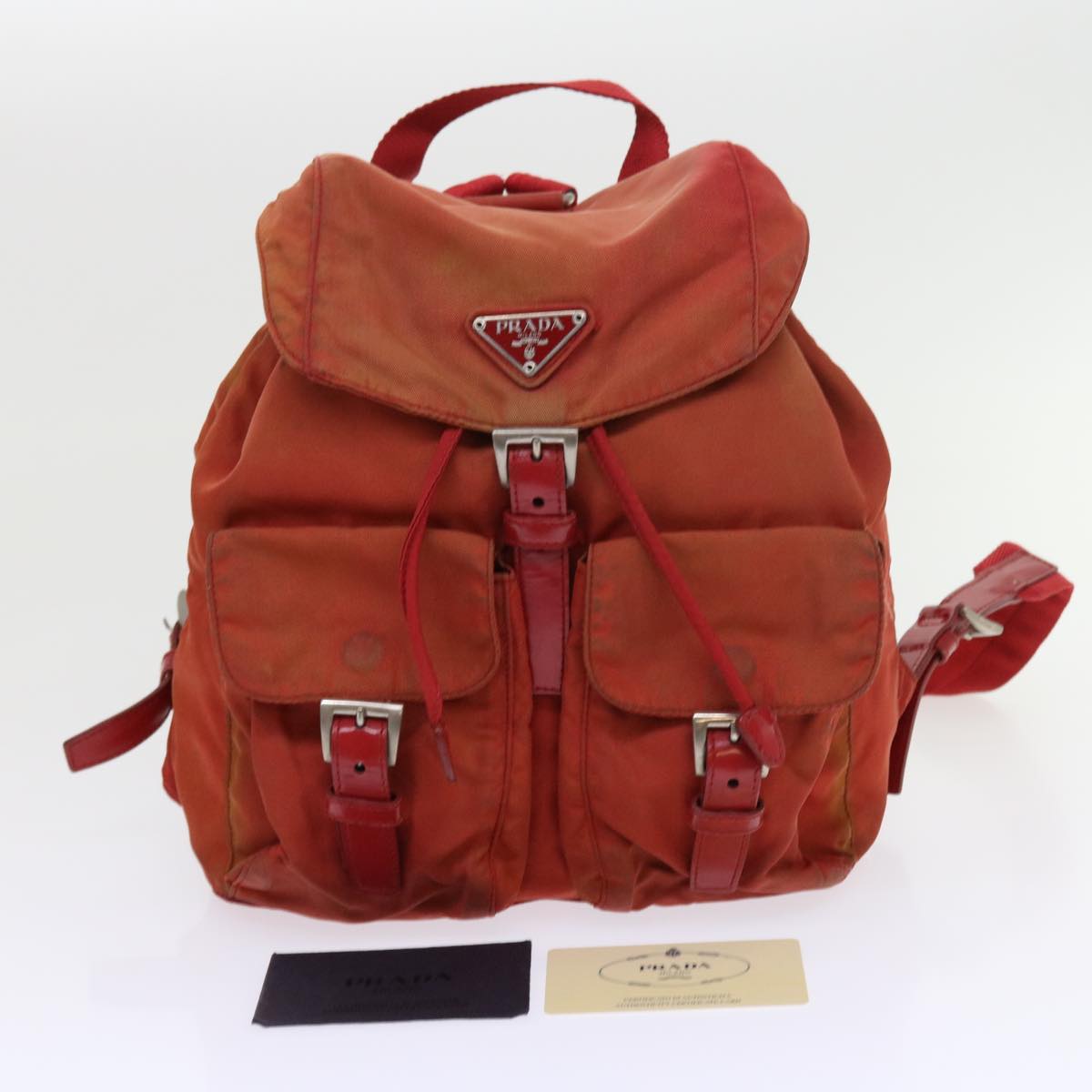 PRADA Backpack Nylon Red Auth 56275