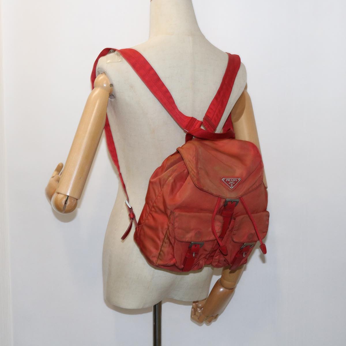 PRADA Backpack Nylon Red Auth 56275