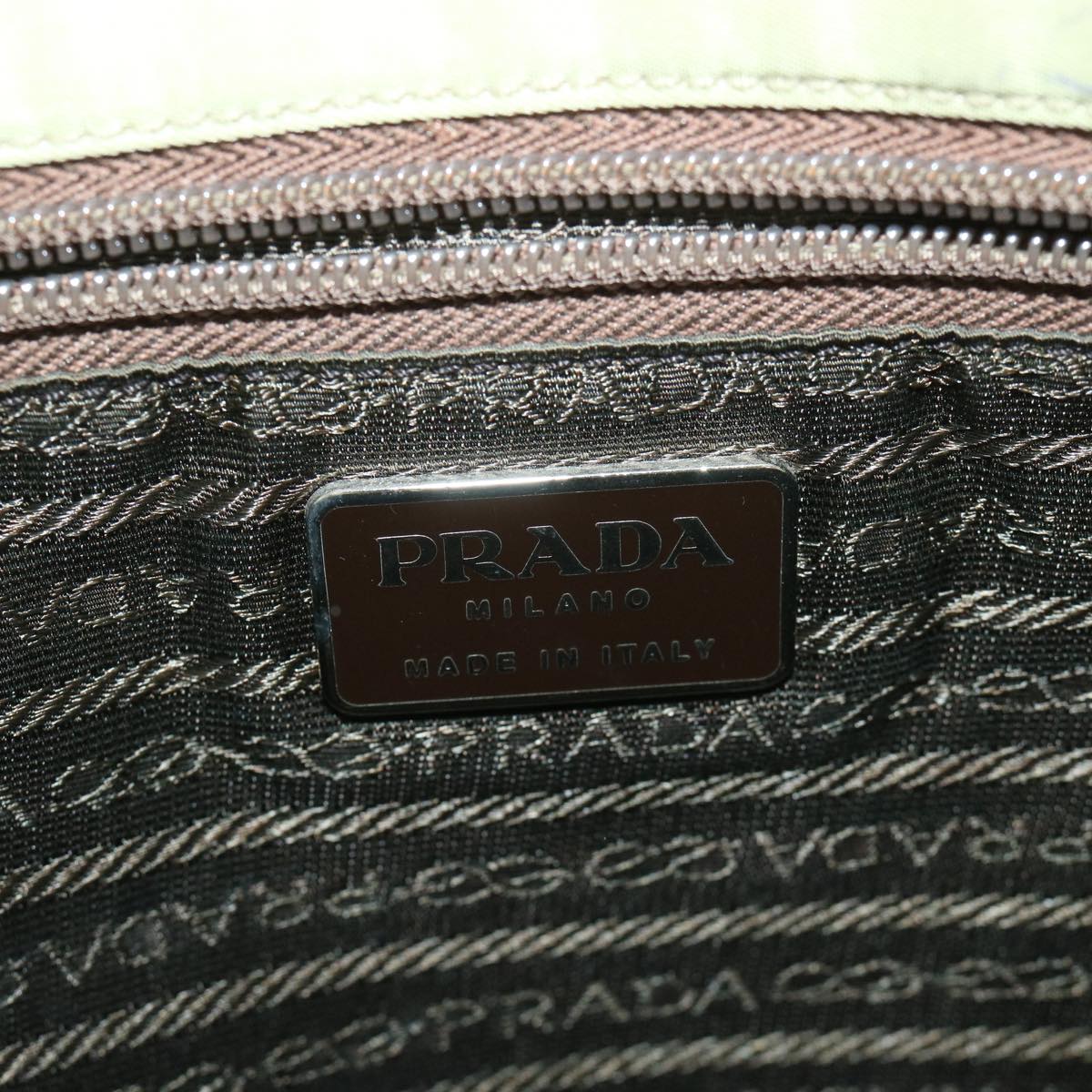 PRADA Hand Bag Nylon Beige Auth 56278