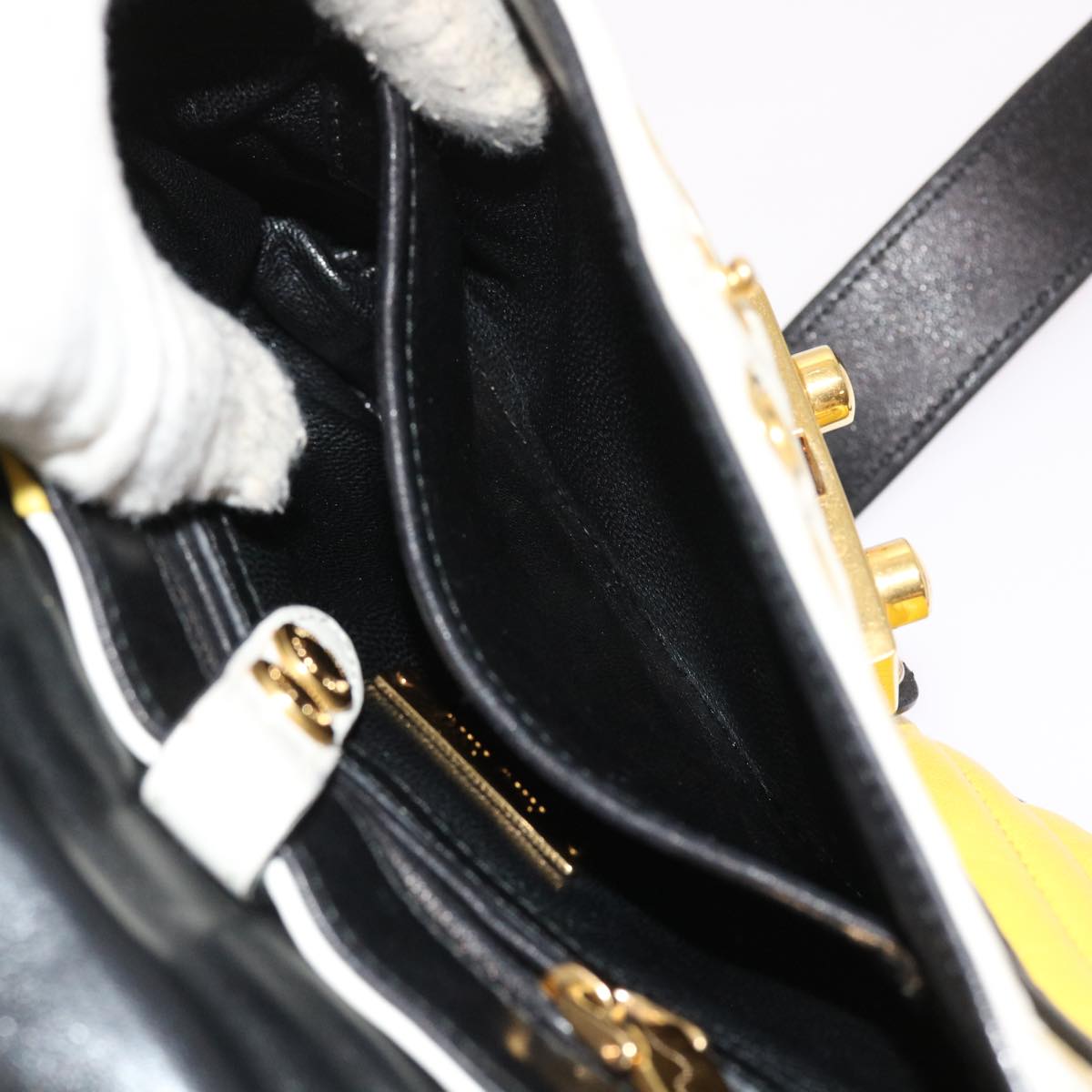 Miu Miu Shoulder Bag Leather Yellow Auth 56295