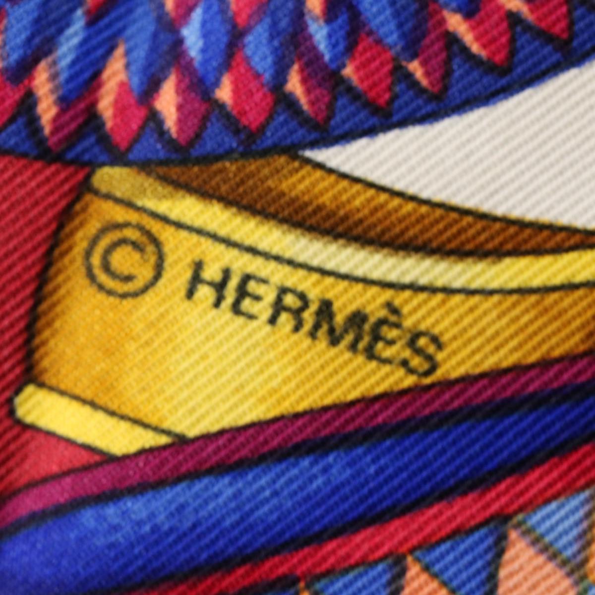 HERMES Carre 90 Les ruban du cheval Scarf Silk Red Auth 56338