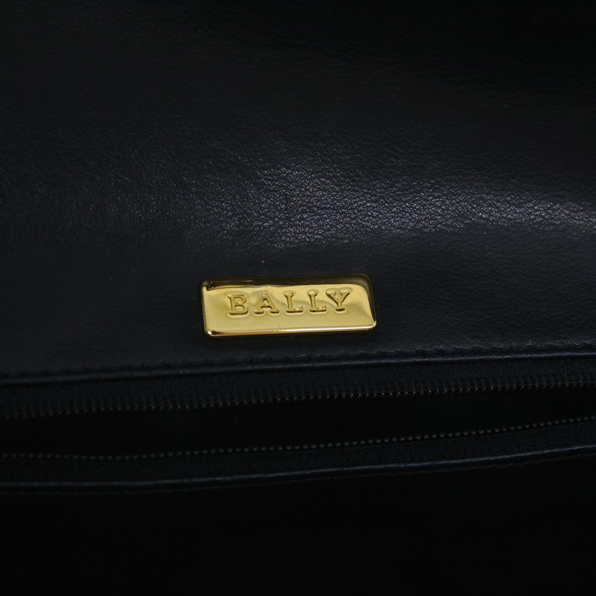 BALLY Chain Shoulder Bag Leather Black Auth 56374
