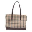 BURBERRY Nova Check Tote Bag Nylon Canvas Beige Auth 56398-13