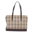 BURBERRY Nova Check Tote Bag Nylon Canvas Beige Auth 56398-2