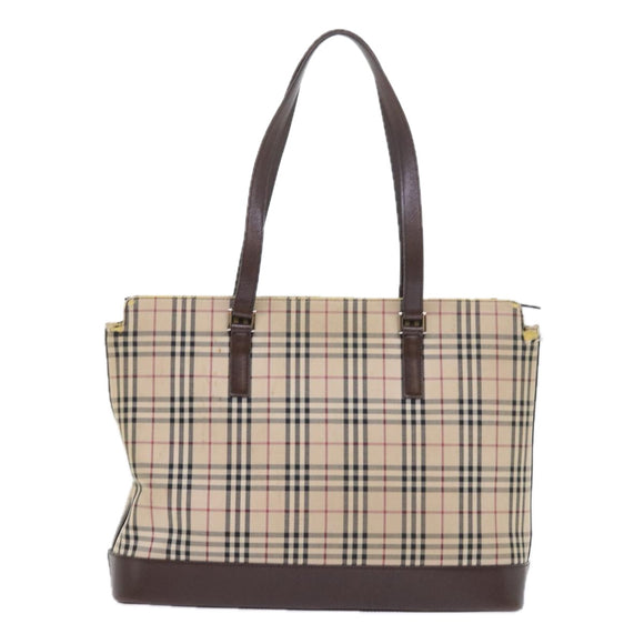 BURBERRY Nova Check Shopper Canvas Beige Auth 56398