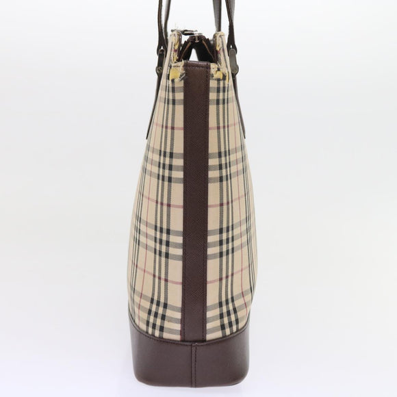 BURBERRY Nova Check Tote Bag Canvas Beige Auth 56398