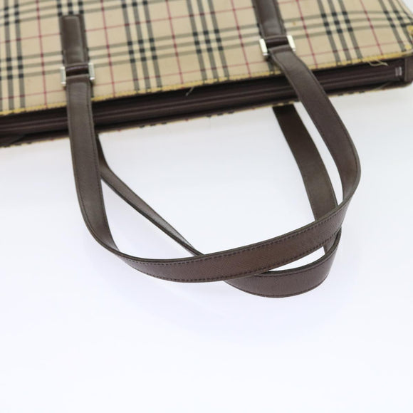 BURBERRY Nova Check Shopper Canvas Beige Auth 56398