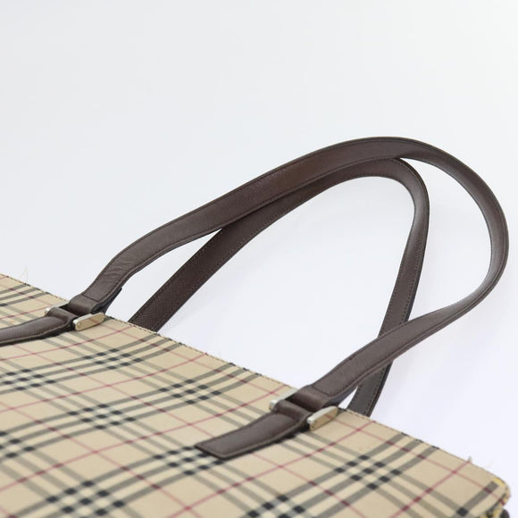 BURBERRY Nova Check Shopper Canvas Beige Auth 56398