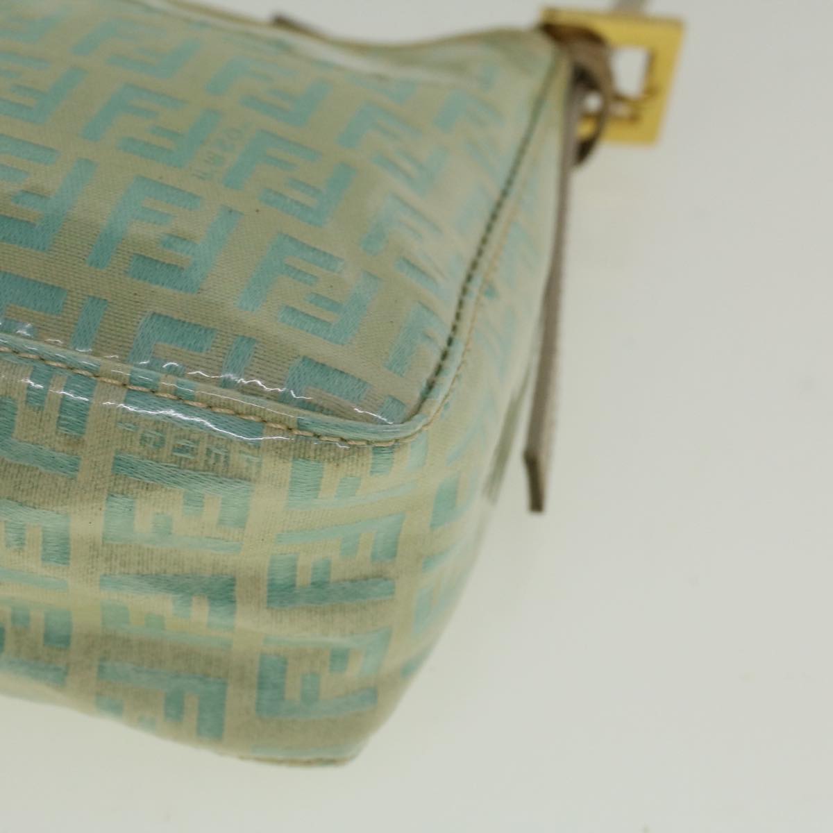 FENDI Zucchino Canvas Hand Bag Coated Canvas Light Blue Auth 56491