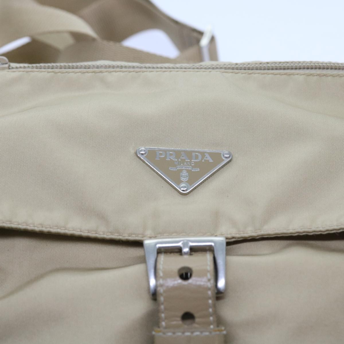 PRADA Shoulder Bag Nylon Beige Auth 56558