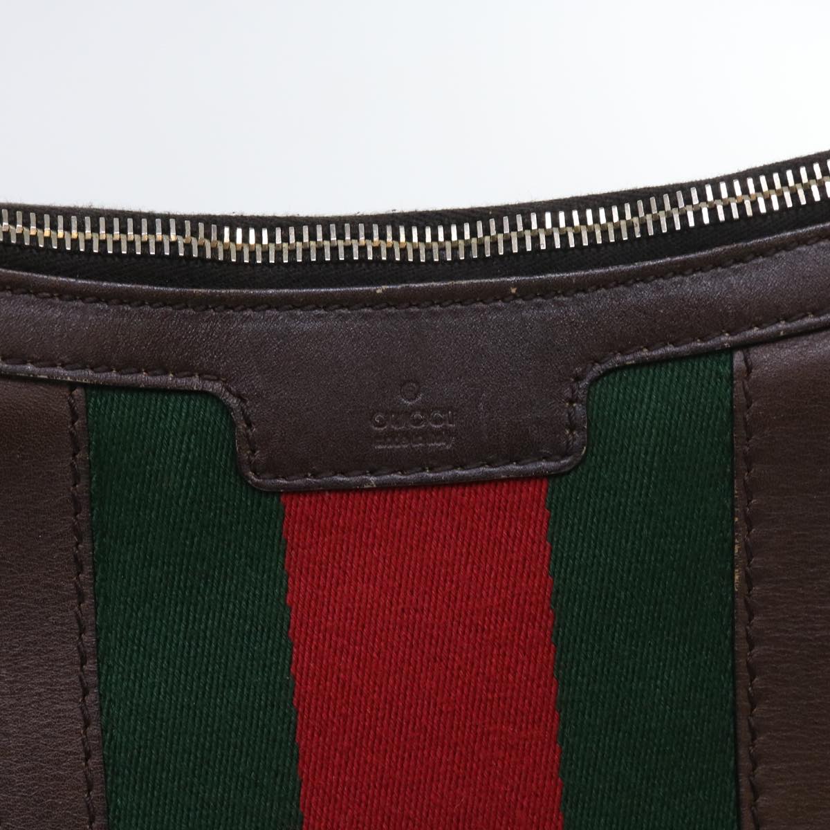 GUCCI GG Canvas Web Sherry Line Shoulder Bag Beige Green Red 257084 Auth 56567