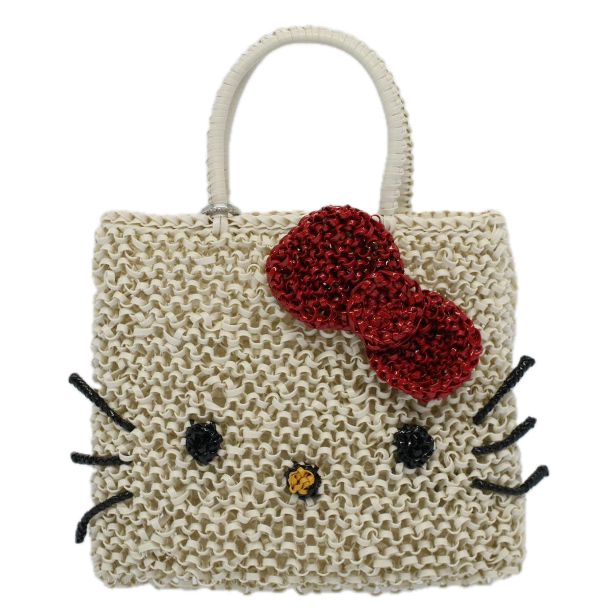 ANTEPRIMA Hello Kitty Chain Wire Shoulder Bag Plastic 2way White Red Auth 56580