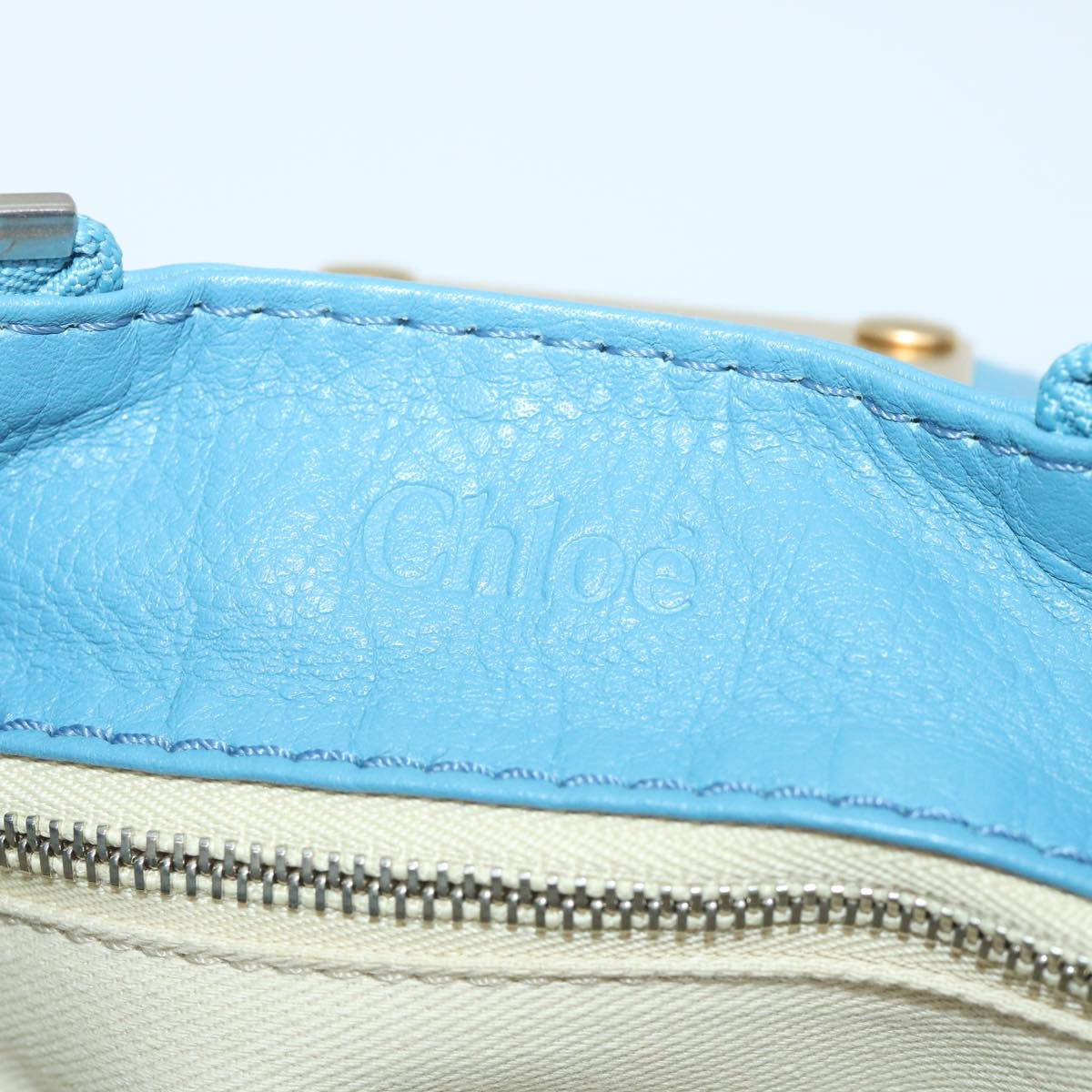 Chloe Paddington Shoulder Bag Leather Blue Auth 56594