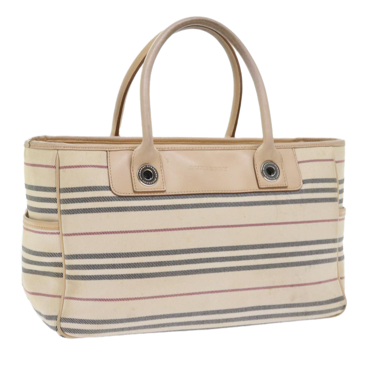 BURBERRY Hand Bag Canvas Beige Auth 56627