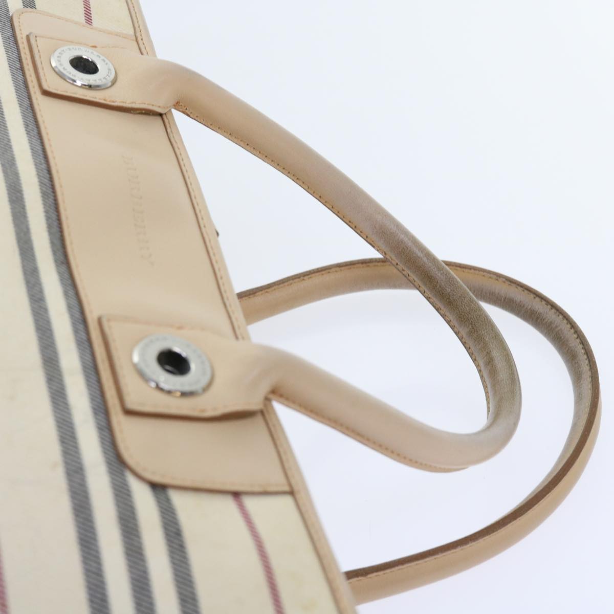 BURBERRY Hand Bag Canvas Beige Auth 56627