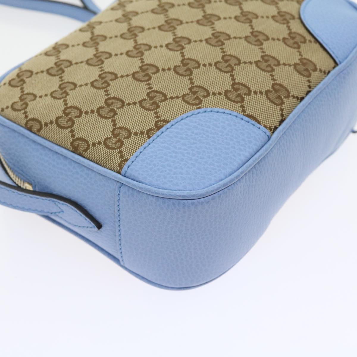 GUCCI GG Canvas Shoulder Bag Beige Light Blue 449413 Auth 56705A