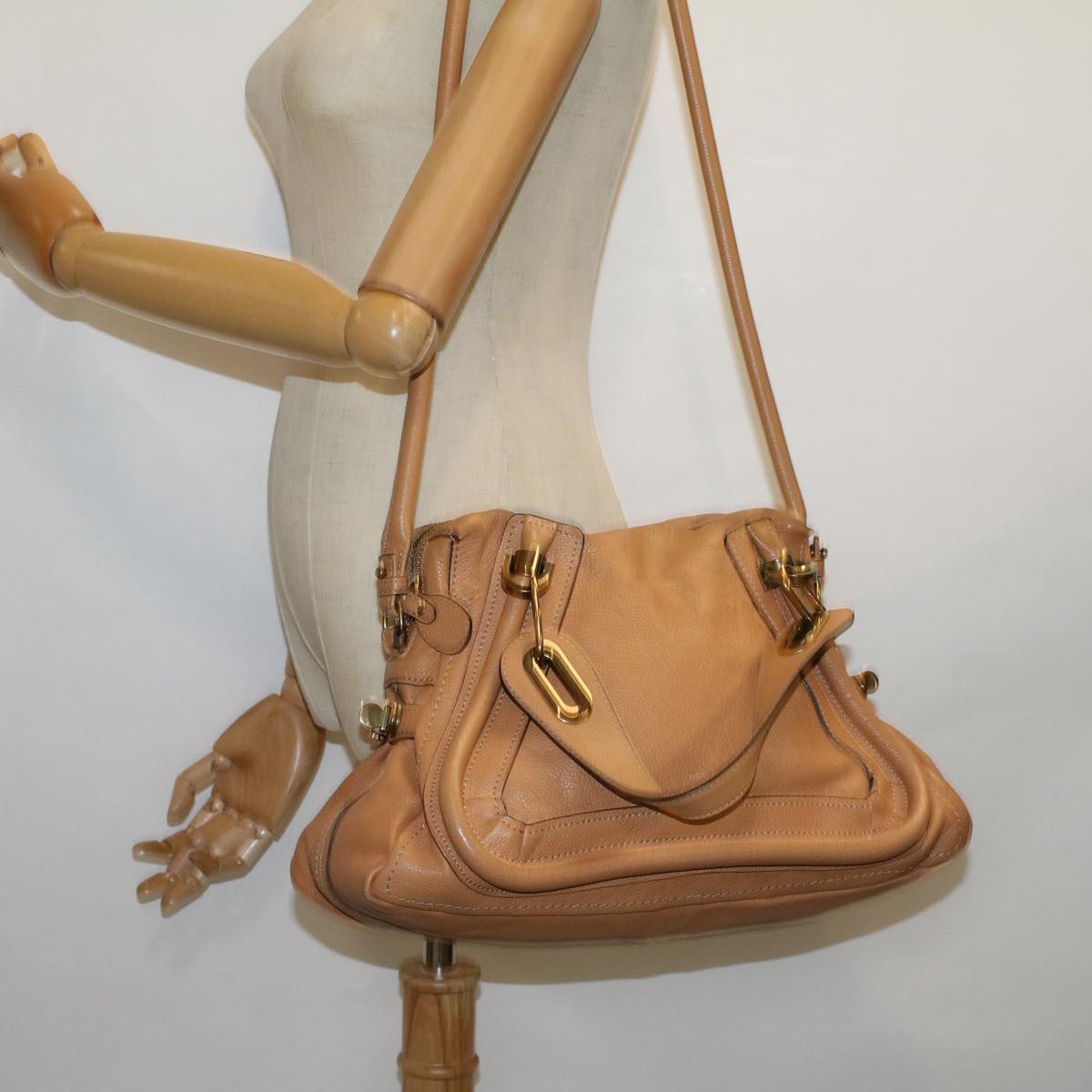 Chloe Shoulder Bag Leather 2way Brown Auth 56709