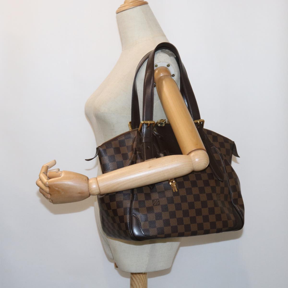 LOUIS VUITTON Damier Ebene Verona MM Shoulder Bag N41118 LV Auth 56722