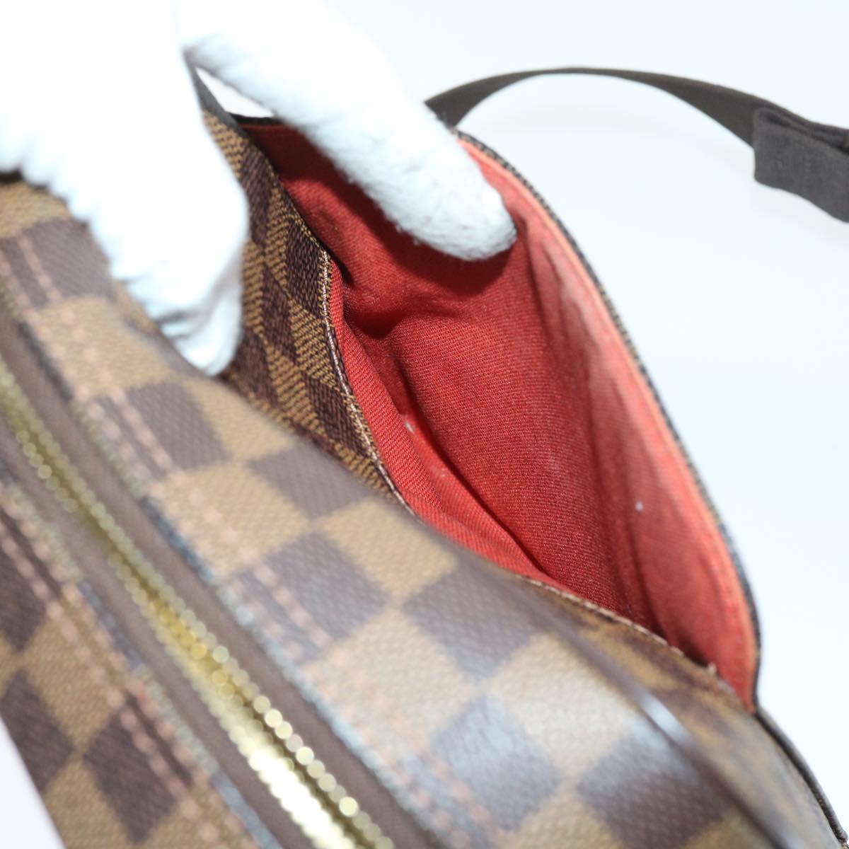 LOUIS VUITTON Damier Ebene Olaf PM Shoulder Bag N41442 LV Auth 56725