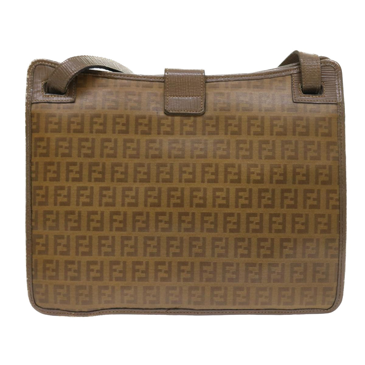 FENDI Zucchino Canvas Shoulder Bag Brown Auth 56785 - 0