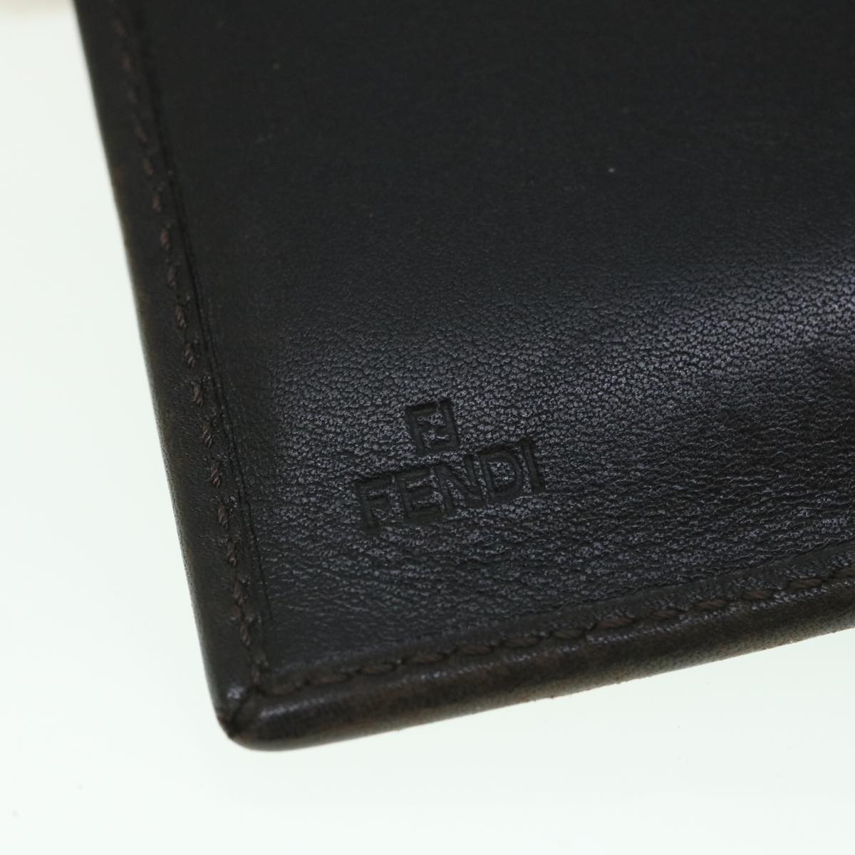FENDI Zucca Canvas Wallet Black Brown Auth 56791