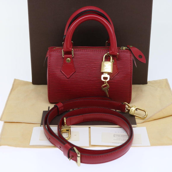 LOUIS VUITTON Epi Mini Speedy Hand Bag SPO 2way Red LV Auth 56797SM
