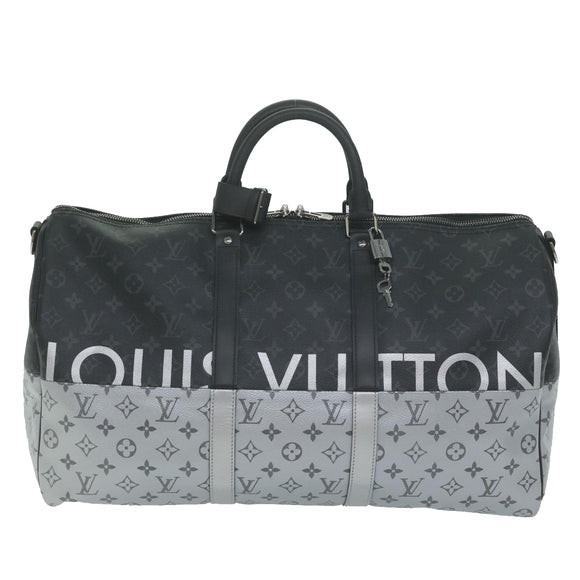 LOUIS VUITTON Eclipse Split Keepall Bandouliere 50 Boston Bag M43817 Auth 57012SM