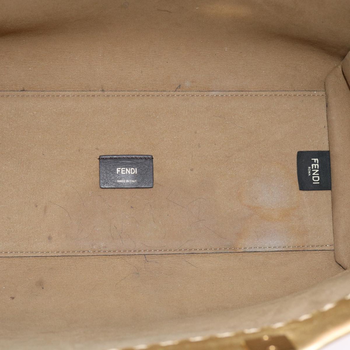 FENDI Shoulder Bag Leather Gold Auth 57059