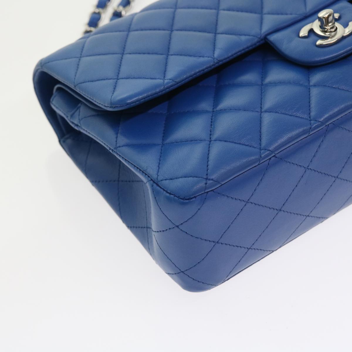 CHANEL Matelasse Chain Shoulder Bag Lamb Skin Blue CC Auth 57070A