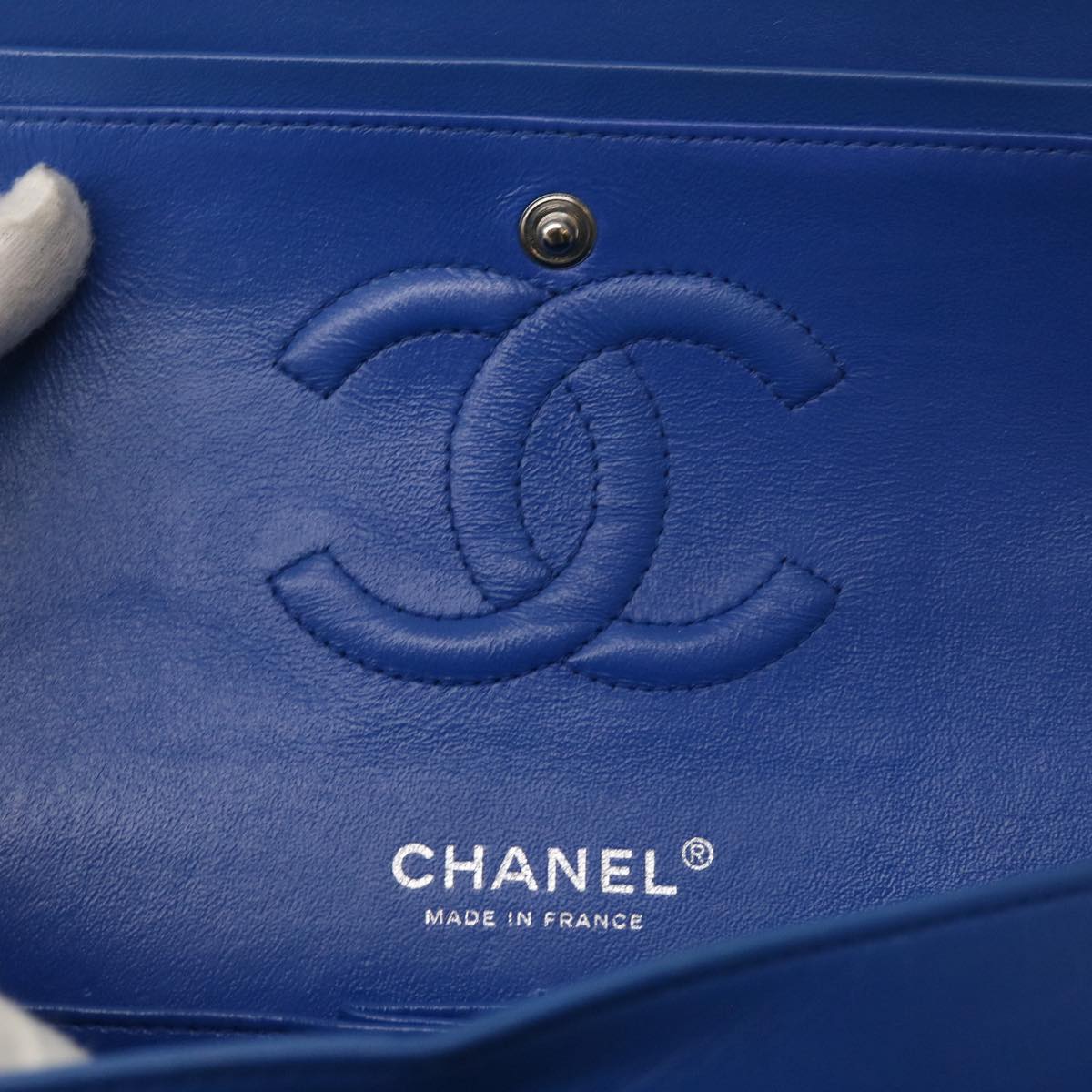 CHANEL Matelasse Chain Shoulder Bag Lamb Skin Blue CC Auth 57070A