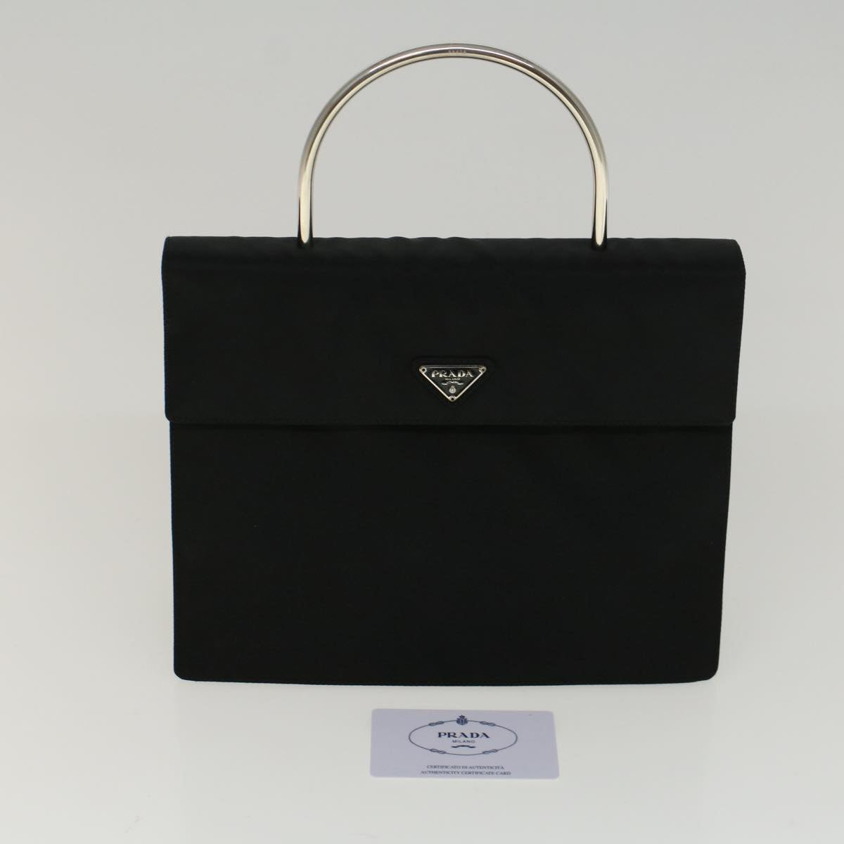 PRADA Hand Bag Nylon Black Auth 57221
