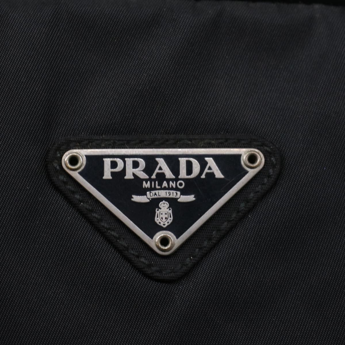 PRADA Hand Bag Nylon Leather Black Auth 57232