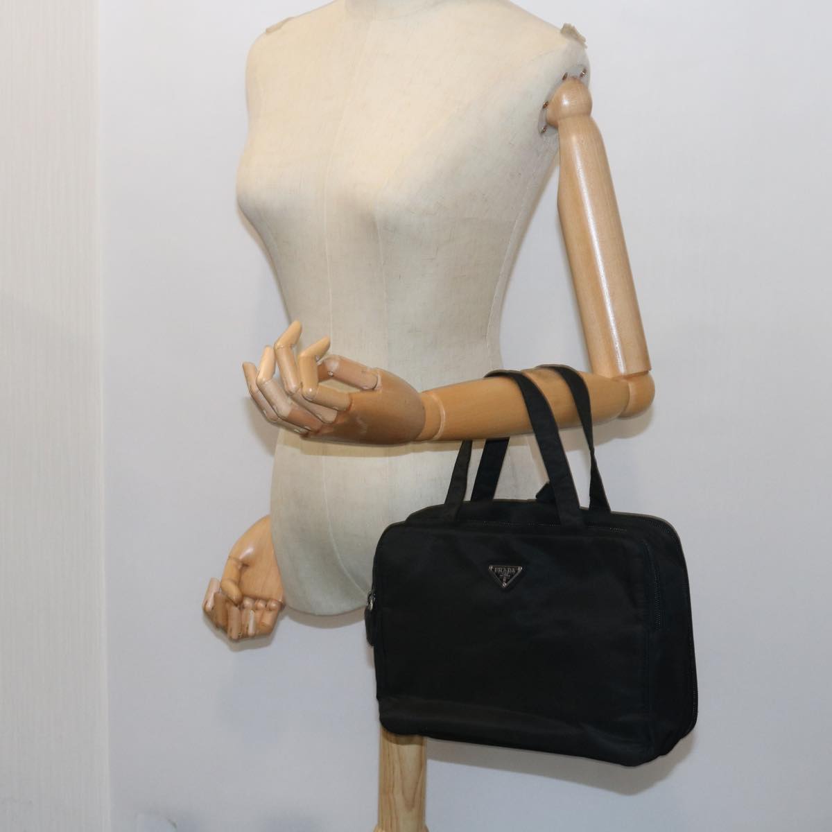 PRADA Hand Bag Nylon Black Auth 57233