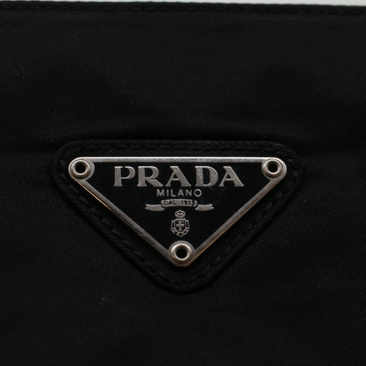 PRADA Hand Bag Nylon Leather Black Auth 57236