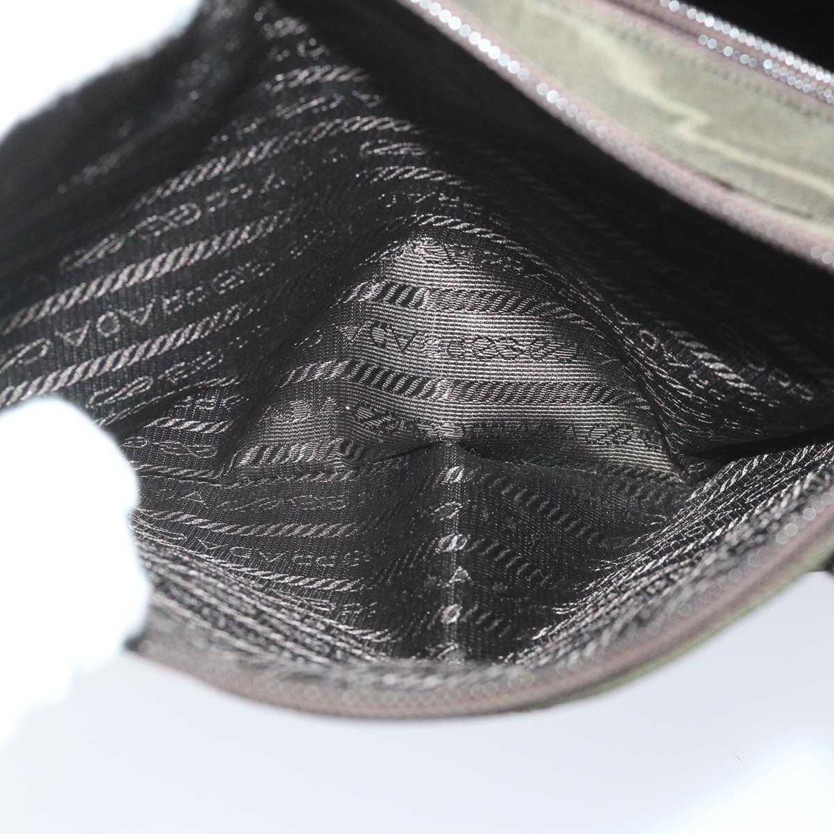 PRADA Shoulder Bag Nylon Leather Khaki Auth 57257